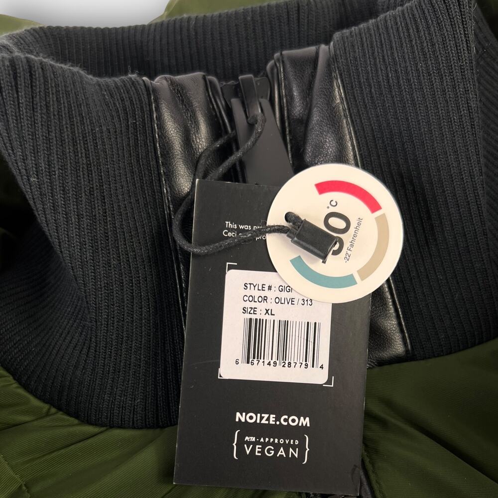 Noize Gigi Vegan Faux Fur Trim Quilted Parka in Olive Size XL NEW - Picture 5 of 7